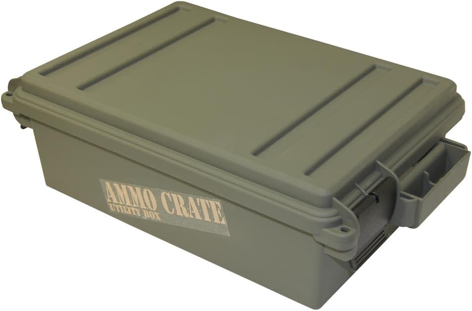 MTM ACR4-18 Ammo Crate Utility Box-Carry up to 65lbs of gear-Stackable design. double padlock for security - Water-resistant O-ring seal - Army Green