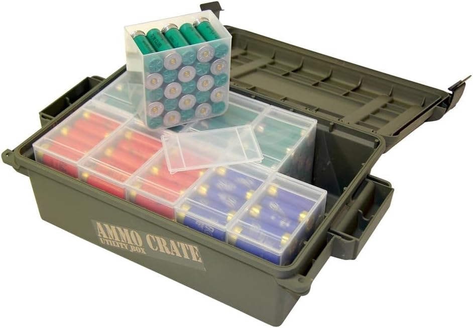 MTM ACR4-18 Ammo Crate Utility Box-Carry up to 65lbs of gear-Stackable design. double padlock for security - Water-resistant O-ring seal - Army Green