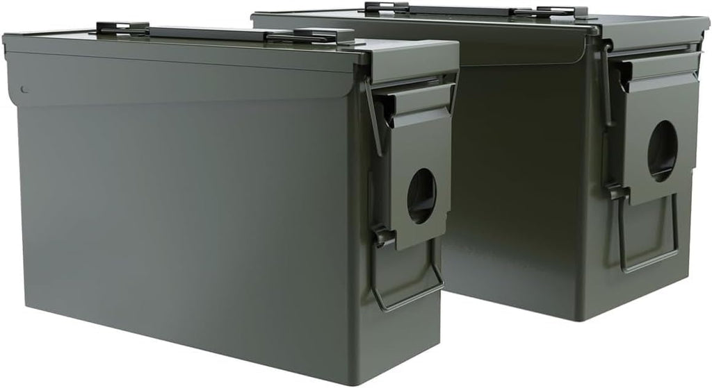 HARDROCK 30+50 AMMO Can Waterproof Metal –Army Green Ammo Box Steel –For Shotgun Rifle Nerf Ammunition suit 2pcs.Gift boxes for Dad Husband