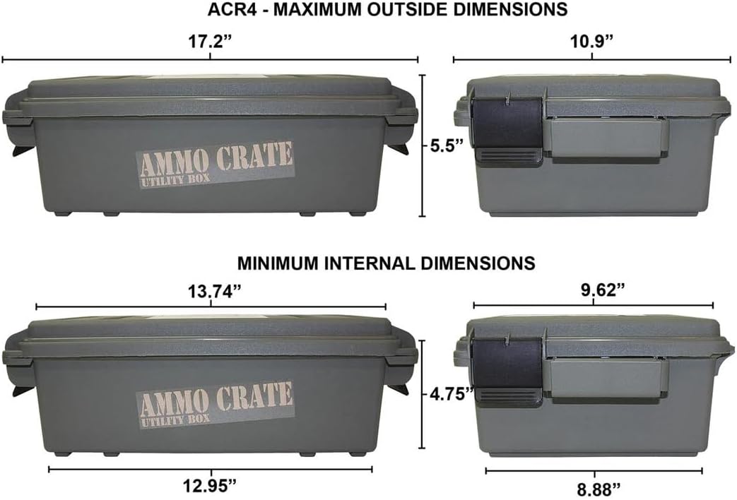 MTM ACR4-18 Ammo Crate Utility Box-Carry up to 65lbs of gear-Stackable design. double padlock for security - Water-resistant O-ring seal - Army Green