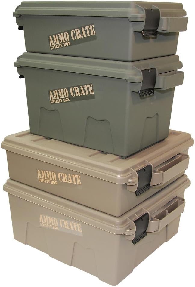 MTM ACR4-18 Ammo Crate Utility Box-Carry up to 65lbs of gear-Stackable design. double padlock for security - Water-resistant O-ring seal - Army Green