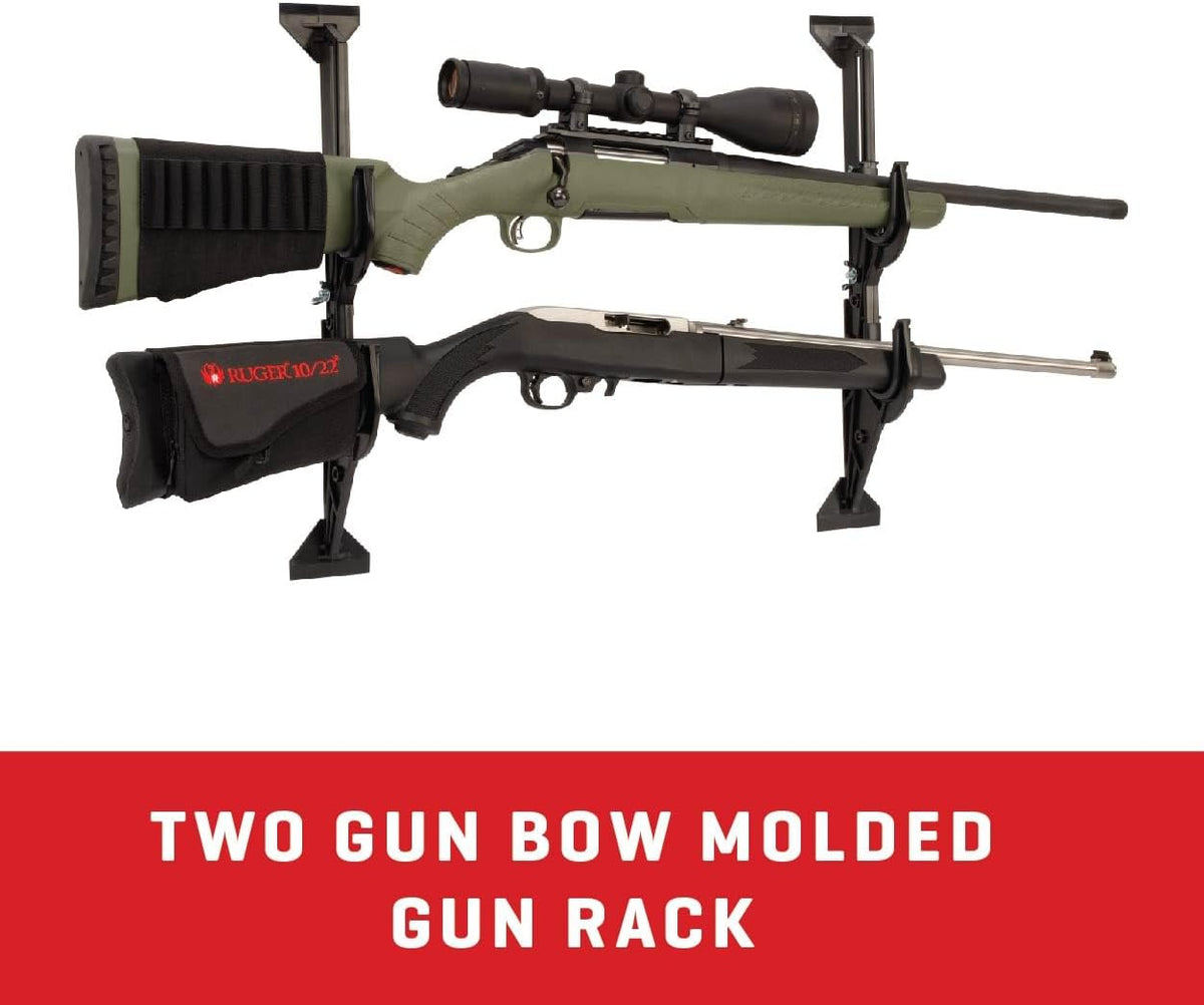 Allen Company Molded Truck Gun Rack for Rear Window - Gun Holder for Two Shotguns. Rifles. Bows. or Tools - Gun and Hunting Accessories for Car or Wall Mount - Adjustable 9.5-16.5 . Black