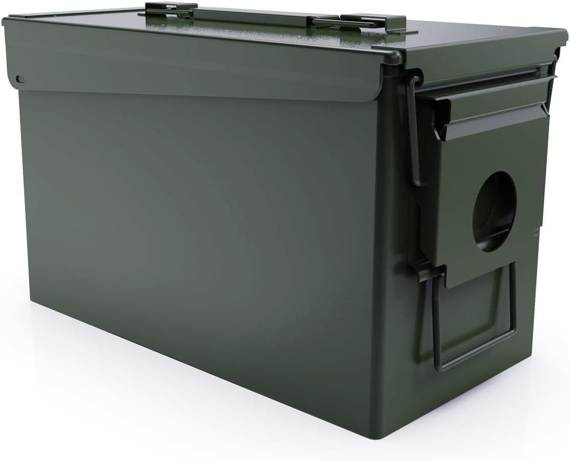 HARDROCK 50 Cal Ammo Can Metal 9mm Ammo Box Storage Crate case for Shotgun Bullet Rifle Nerf Ammunition Waterproof case-Gard Organizer Gifts for Men.Gift Boxes for Dad Husband Father
