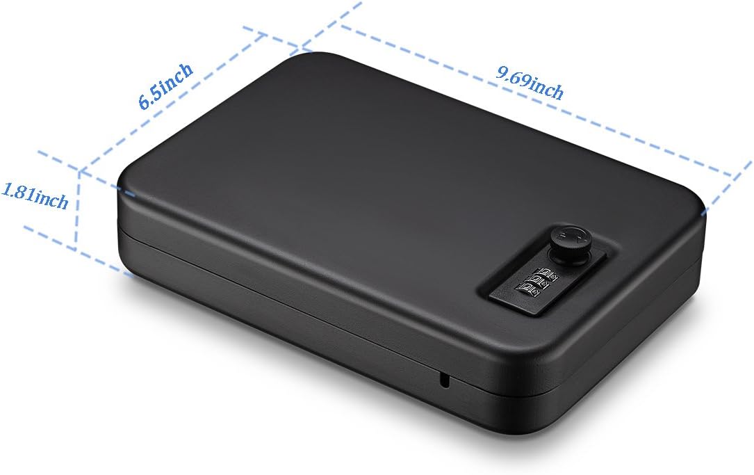 Younion Pistol Safe. Portable Travel Gun Safe. Gun Lock Box. Dial Lock