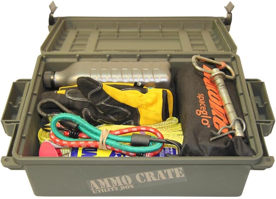 MTM ACR4-18 Ammo Crate Utility Box-Carry up to 65lbs of gear-Stackable design. double padlock for security - Water-resistant O-ring seal - Army Green