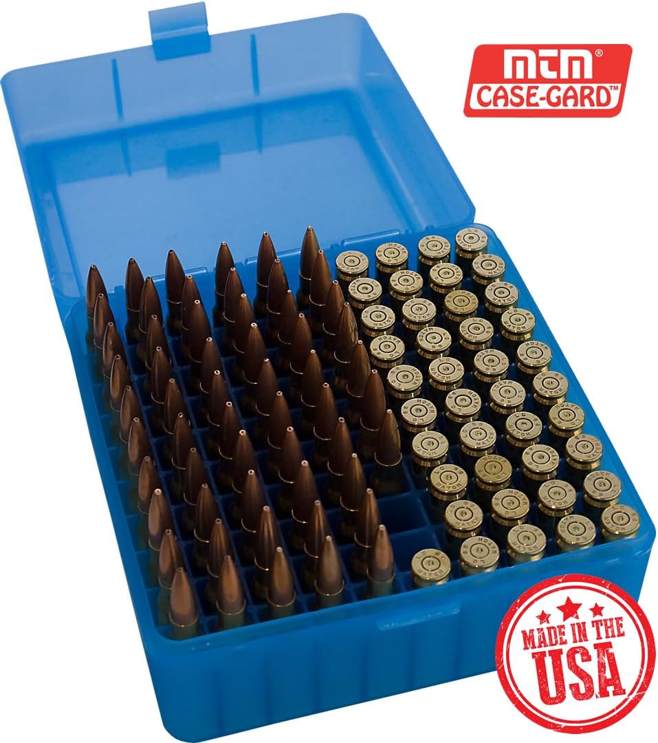 MTM Case-Gard RM-100 Series Medium Rifle Ammo Box. 100 Round. Clear Blue