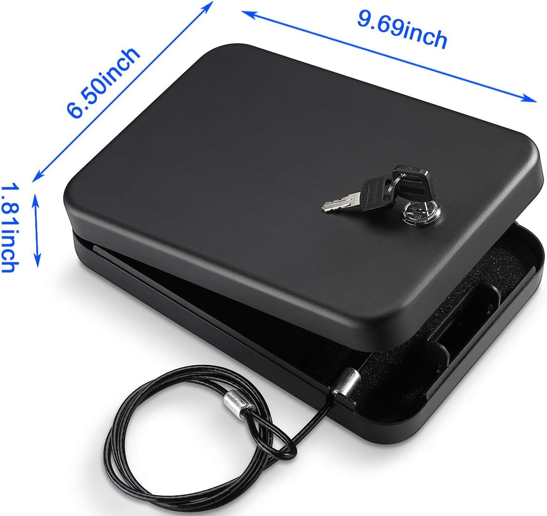 Younion Pistol Safe. Portable Travel Gun Safe. Gun Lock Box. Key Lock