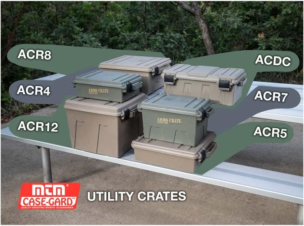 MTM ACR4-18 Ammo Crate Utility Box-Carry up to 65lbs of gear-Stackable design. double padlock for security - Water-resistant O-ring seal - Army Green