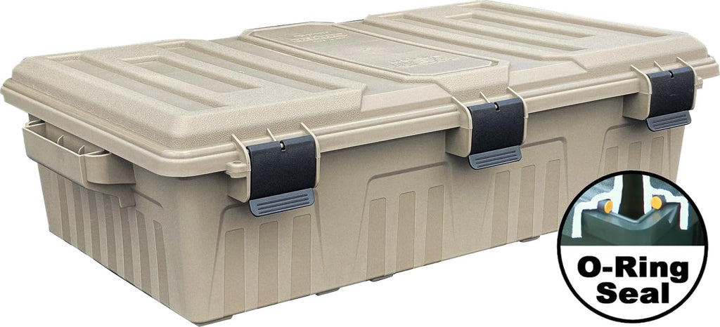 MTM ACDC50. Divided Ammo Crate Utility Box. Water Resistant. Ammo Storage Box. Lockable Storage Keeping Ammo Safe. Survival or Hunting Gear. Made in USA. Dark Earth
