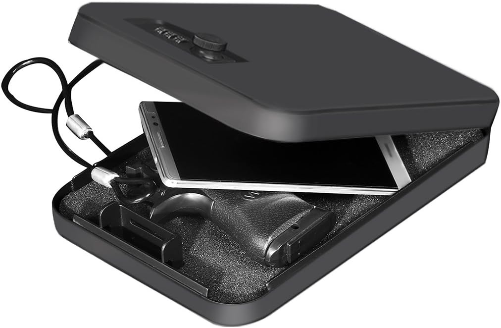 Younion Pistol Safe. Portable Travel Gun Safe. Gun Lock Box. Dial Lock
