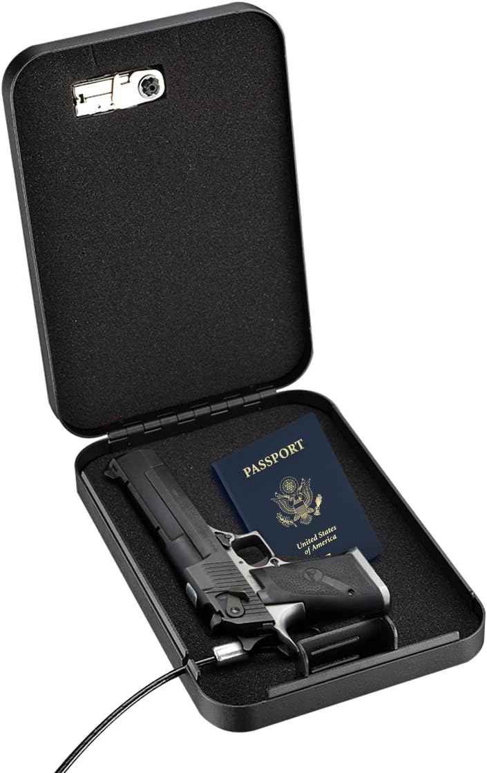 Younion Pistol Safe. Portable Travel Gun Safe. Gun Lock Box. Dial Lock