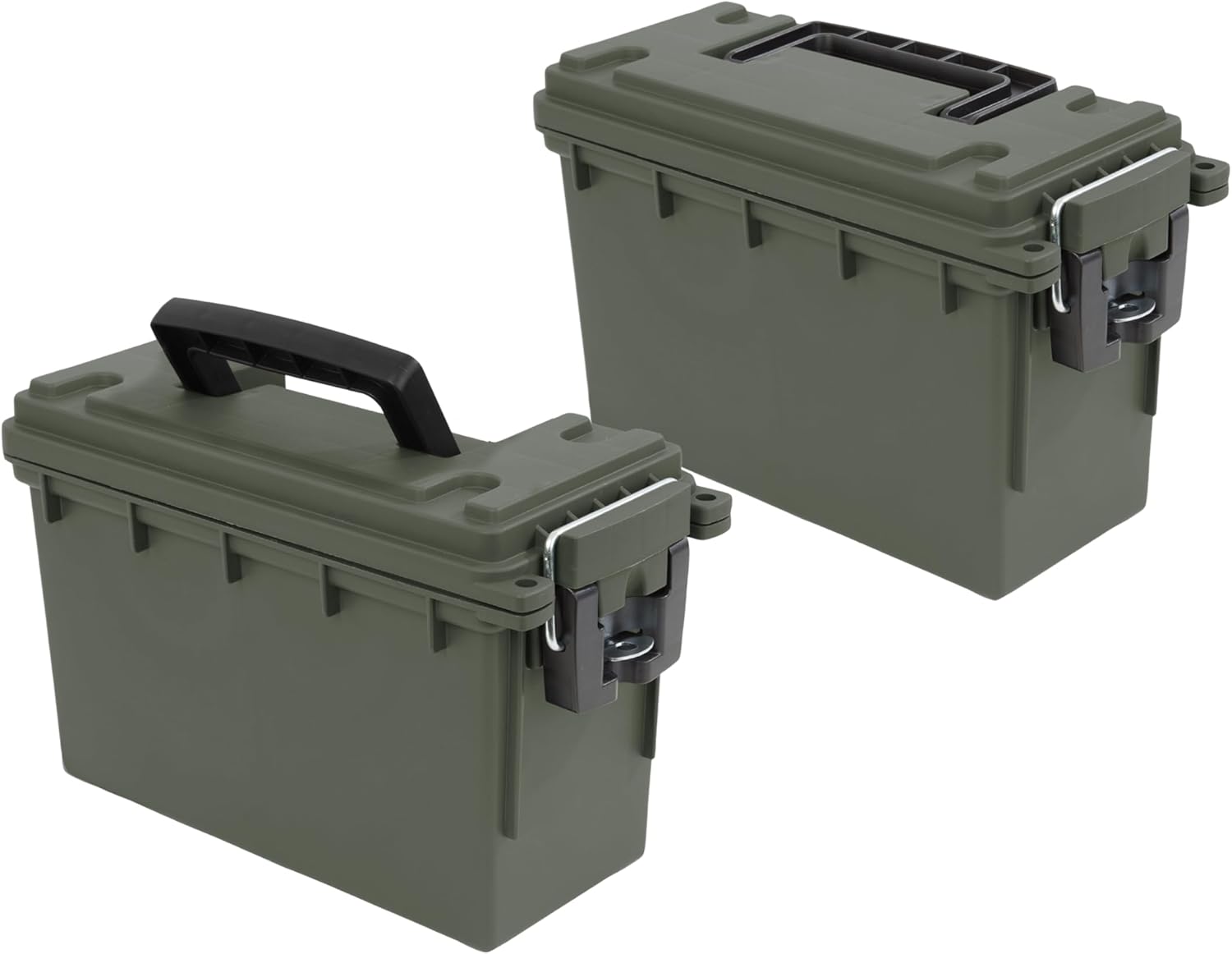 Sheffield Ammo Box Made in USA. Stackable Lockable Ammo Storage Box. Green | 2 Pack Lockable Storage Box. Water & Dust Resistant Dry Box. Secures Hunting Gear. Gun Accessories. Supplies. Bullets