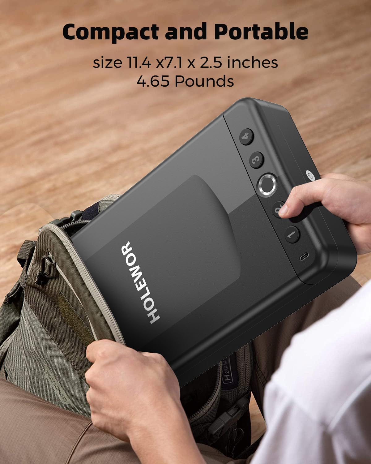Car Gun Safe Small Portable Biometric Handgun Lock Box for Travel | 3 Ways Quick Access Fingerprint Compact Single Carrying Pistol Case for Vehicles Under Seat with Emergency USB C Power Supply