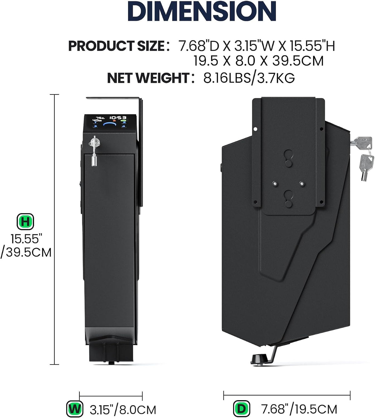 KornerBatl Quick Access Biometric Bedside Gun Safe for handgun | 2 in 1 Mounted Drop Down Nightstand Pistol Safe with Fingerprint & Passcode & Key 3 Ways. Birthday Gifts for Men