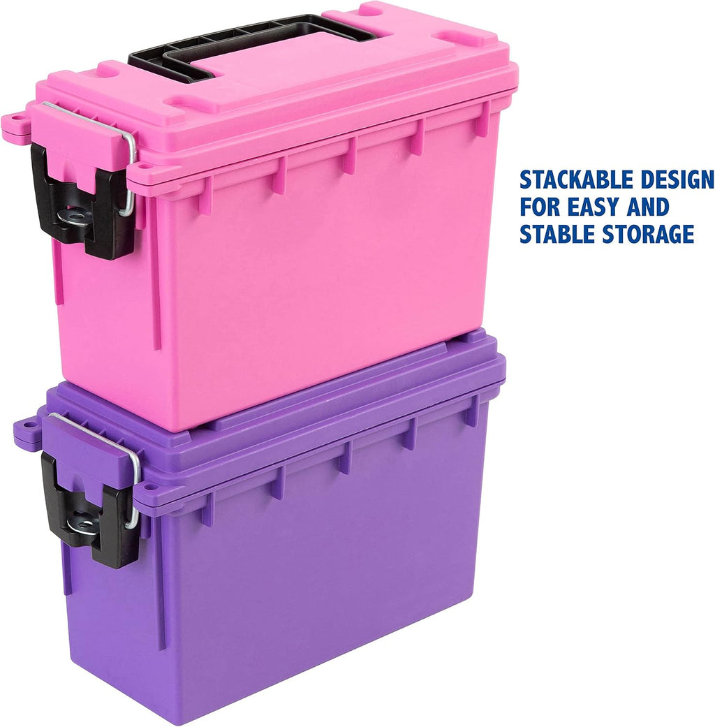 Sheffield 12631 Ammo Box Made in USA Stackable Lockable Ammo Storage Box | Lockable Storage Box. Water and Dust Resistant Dry Box. Secures Hunting Gear. Gun Accessories. Supplies. and Bullets