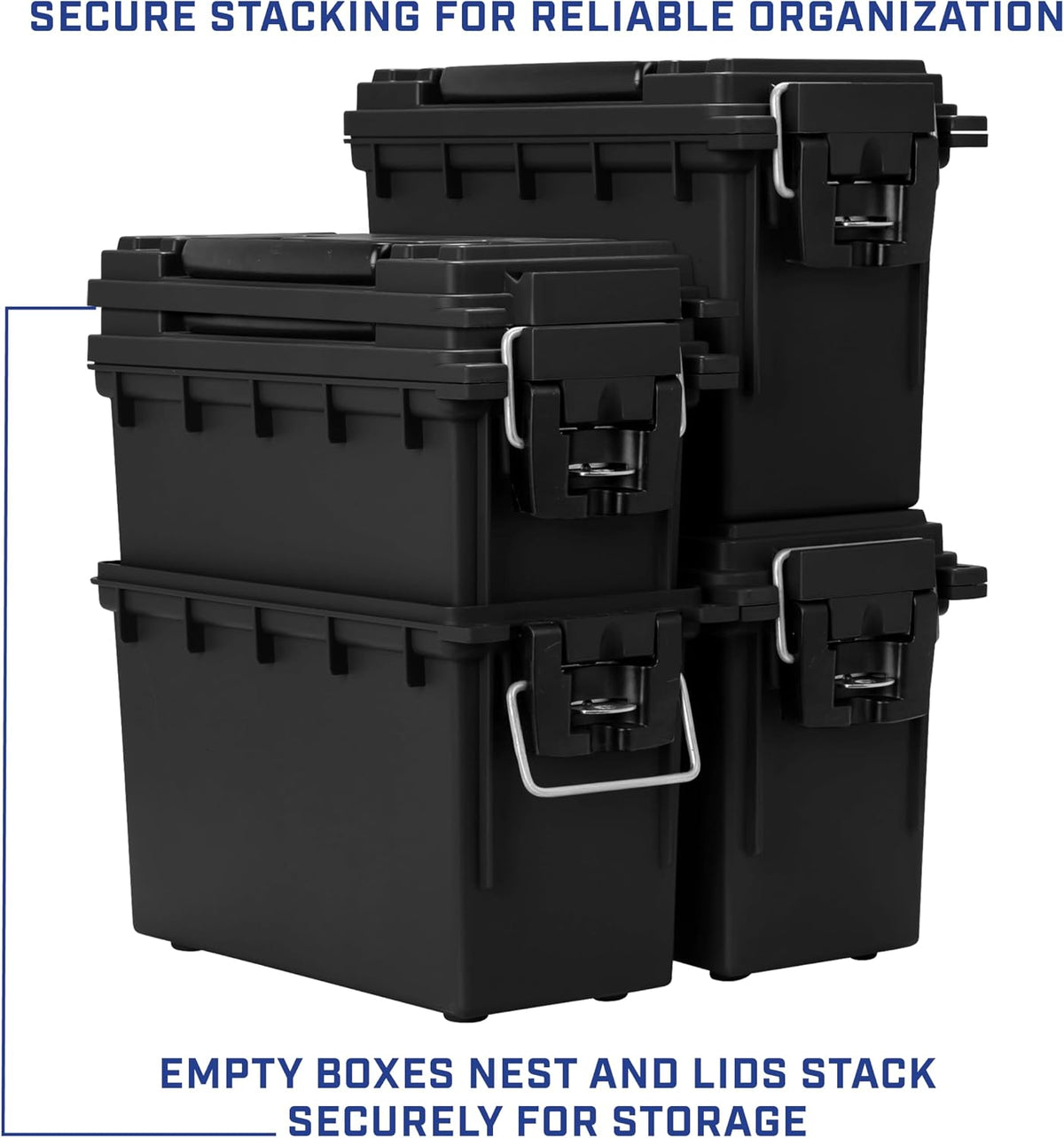 Sheffield 12629 Ammo Box Made in USA. Stackable Lockable Ammo Storage Box | Lockable Storage Box. Water and Dust Resistant Dry Box. Secures Hunting Gear. Gun Accessories. Supplies. and Bullets