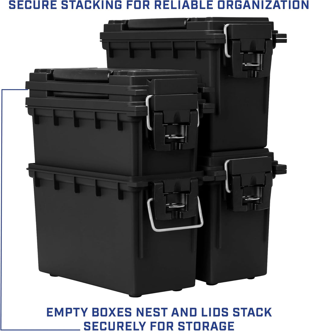Sheffield Ammo Box Made in USA. Stackable Lockable Ammo Storage Box. Black | 2 Pack Lockable Storage Box. Water and Dust Resistant Dry Box. Secures Hunting Gear. Gun Accessories. Supplies. and Bullets