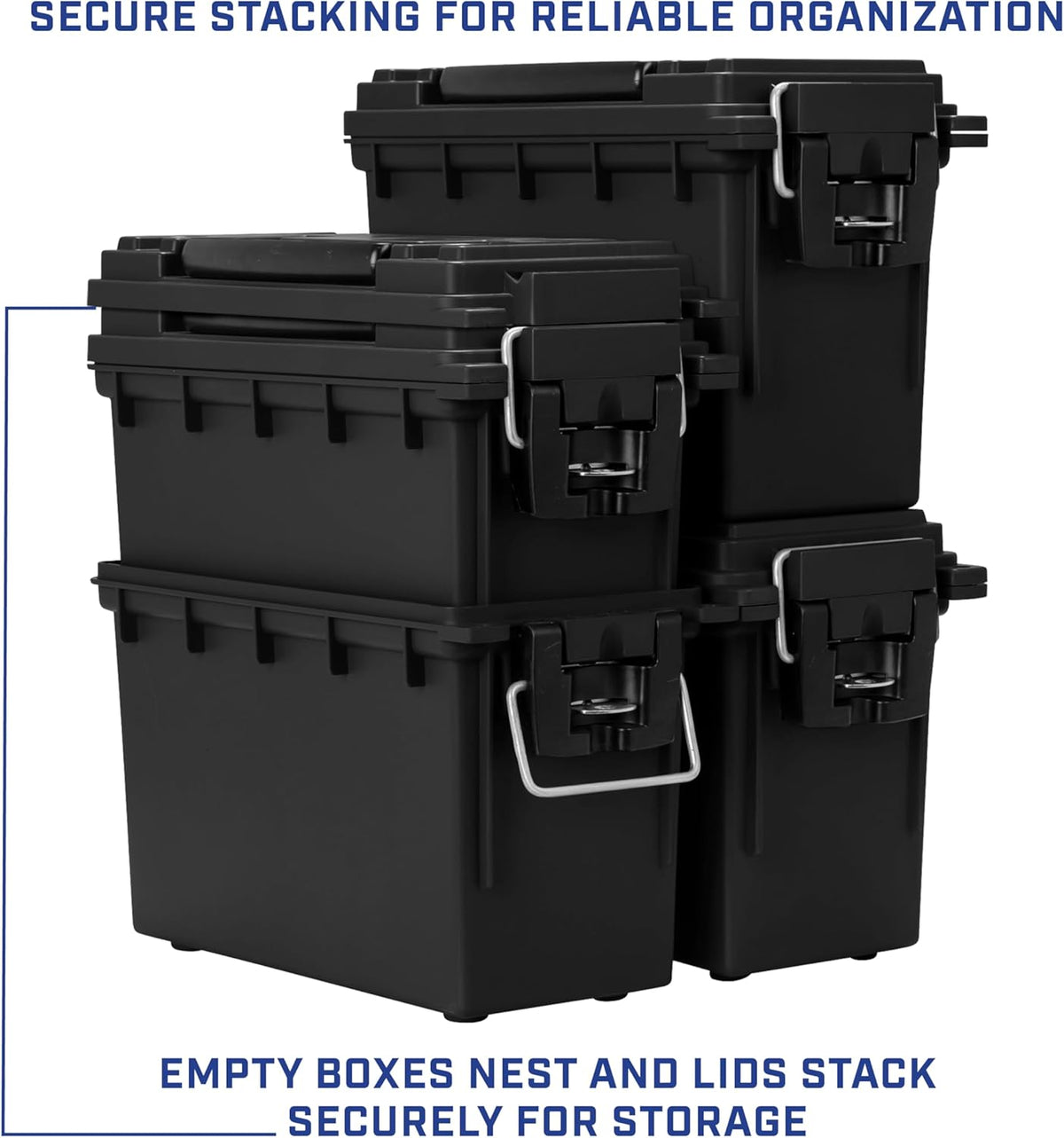 Sheffield Ammo Box Made in USA. Stackable Lockable Ammo Storage Box. Black | 2 Pack Lockable Storage Box. Water and Dust Resistant Dry Box. Secures Hunting Gear. Gun Accessories. Supplies. and Bullets