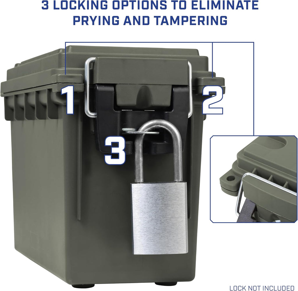 Sheffield 12626 Ammo Box Made in USA Stackable Lockable Ammo Storage Box | Lockable Storage Box. Water and Dust Resistant Dry Box. Secures Hunting Gear. Gun Accessories. Supplies. and Bullets