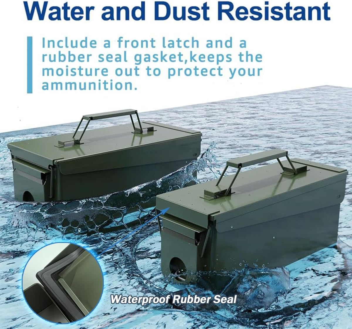 HARDROCK 30+50 AMMO Can Waterproof Metal –Army Green Ammo Box Steel –For Shotgun Rifle Nerf Ammunition suit 2pcs.Gift boxes for Dad Husband