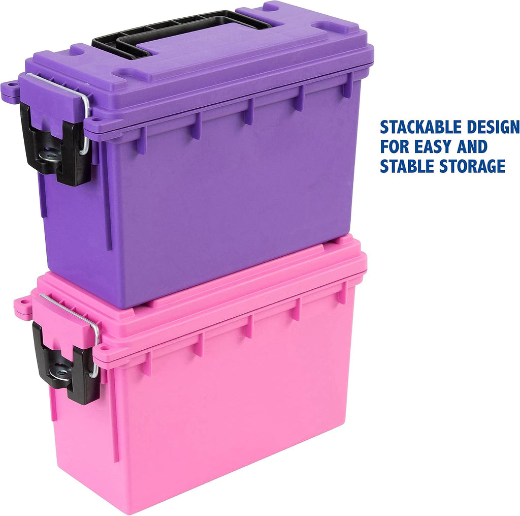 Sheffield 12632 Ammo Box Made in USA Stackable Lockable Ammo Storage Box | Lockable Storage Box. Water and Dust Resistant Dry Box. Secures Hunting Gear. Gun Accessories. Supplies. and Bullets