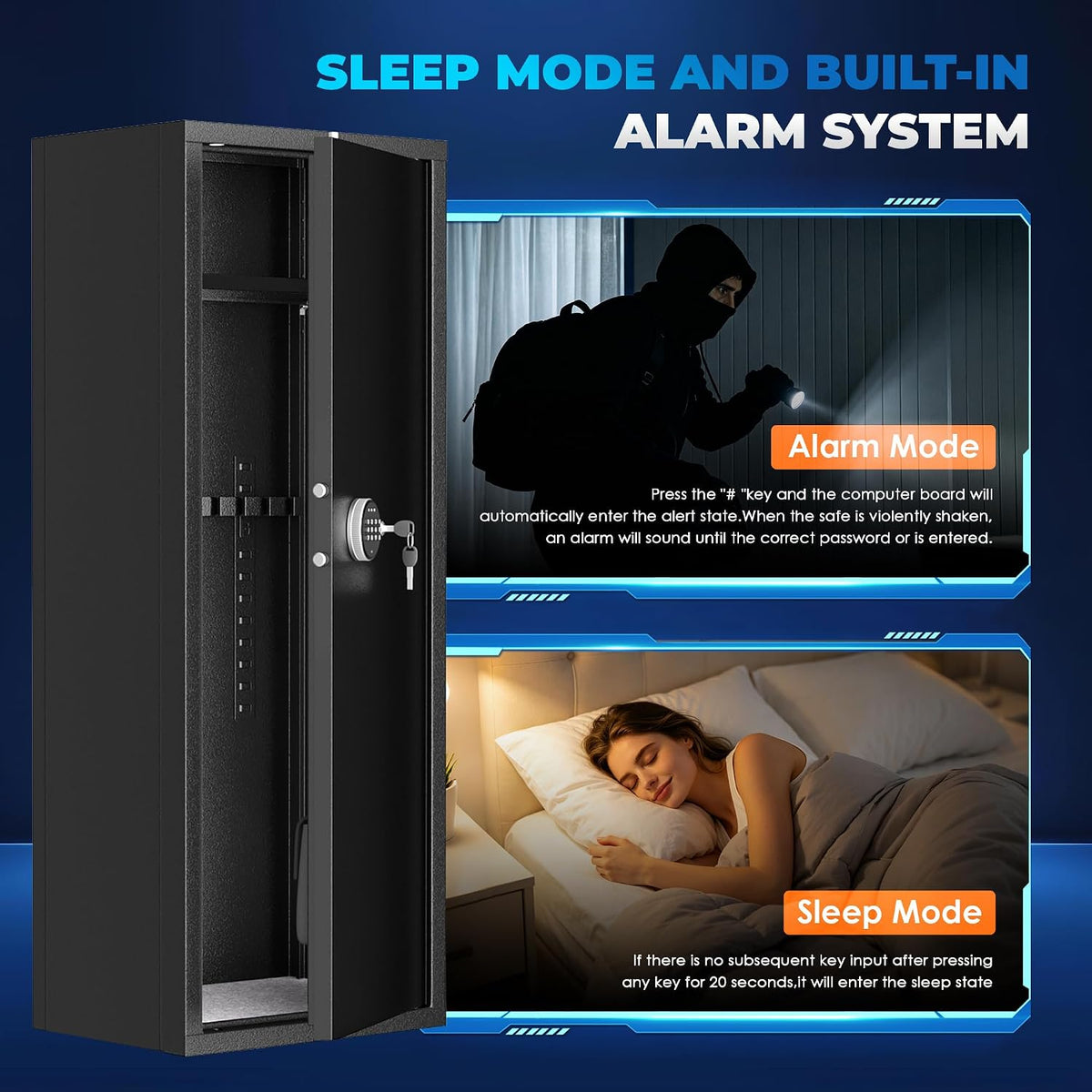 INTERGREAT 12-15 Gun Safe. Large Gun Safe for Rifles and Pistols. Quick Access Rifle Safe with 3 Removable Gun Racks and 4 Pistol Pockets. Digital Gun Cabinet with Dual Alarm and Sleep Mode
