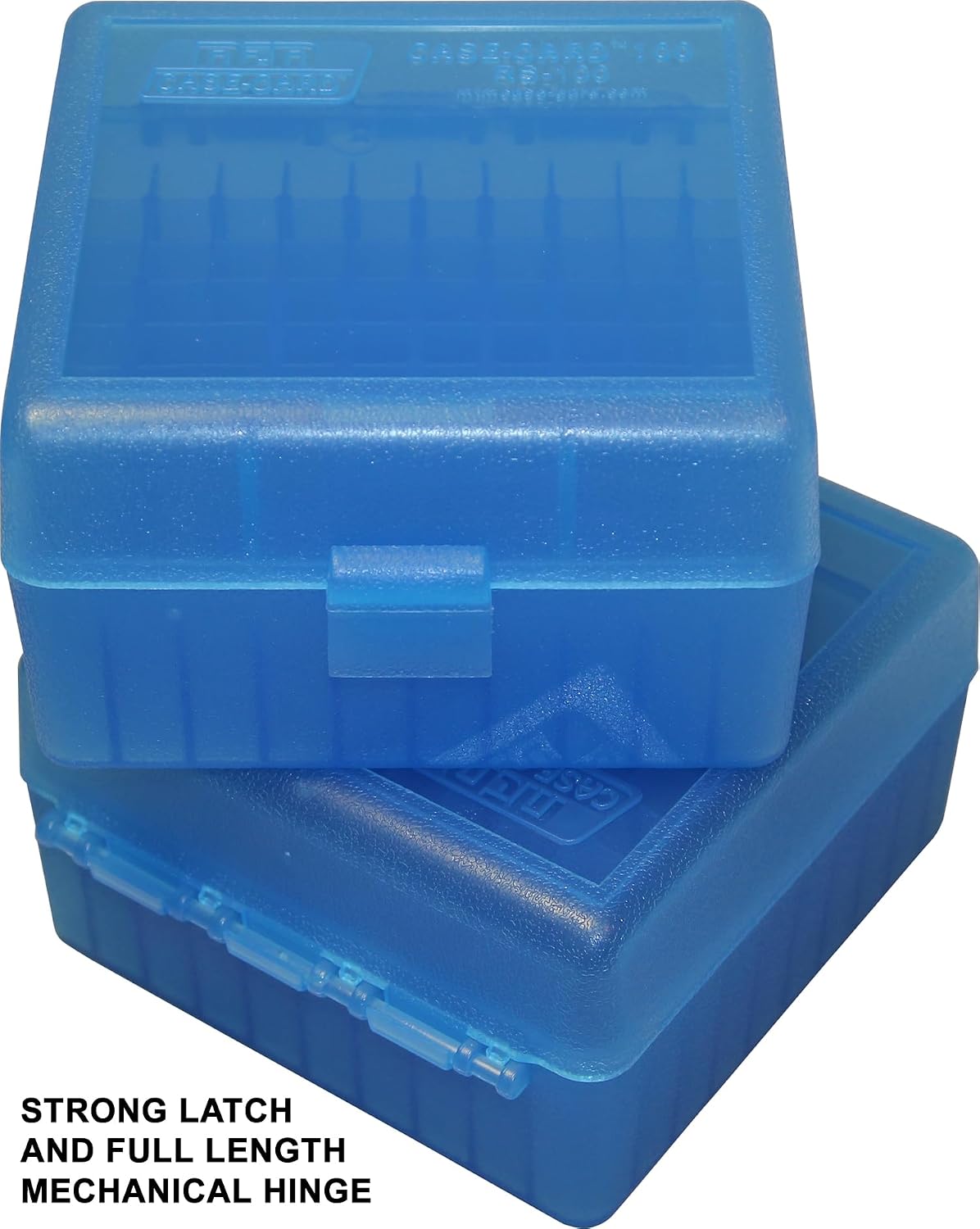 MTM 100 Round Rifle Ammo Box 17. 204. 223. 5.56x45. 6x47. Clear Blue