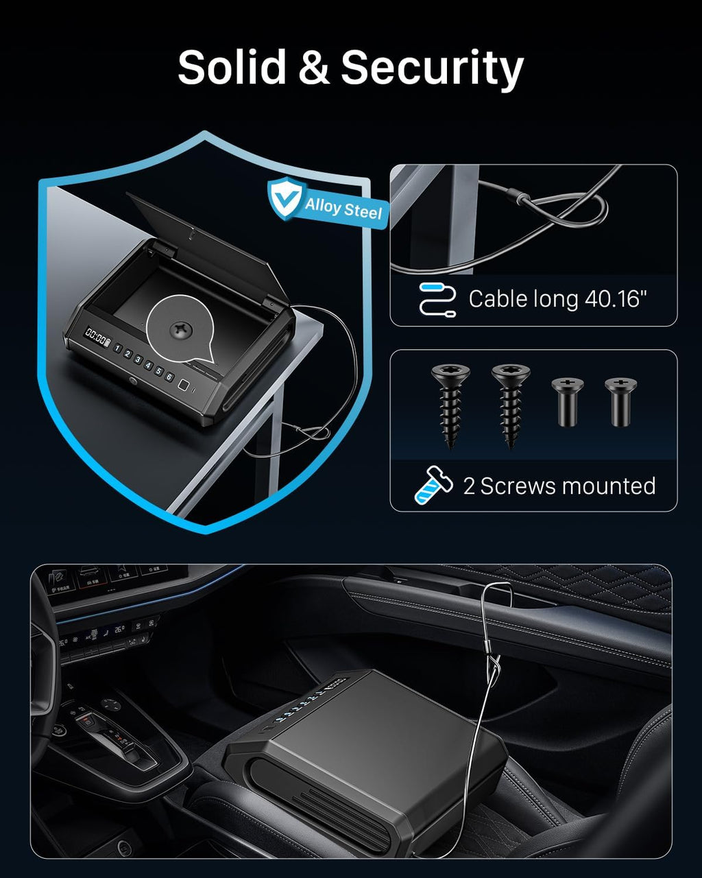 TOPMEDA Large Biometric Gun Safe for Pistols. 100 Sets of Fingerprint Handgun Safe with Internal Light & Silent Mode. Gun Lock Box for Home Bedroom Bedside Nightstand and Car. AA batteries