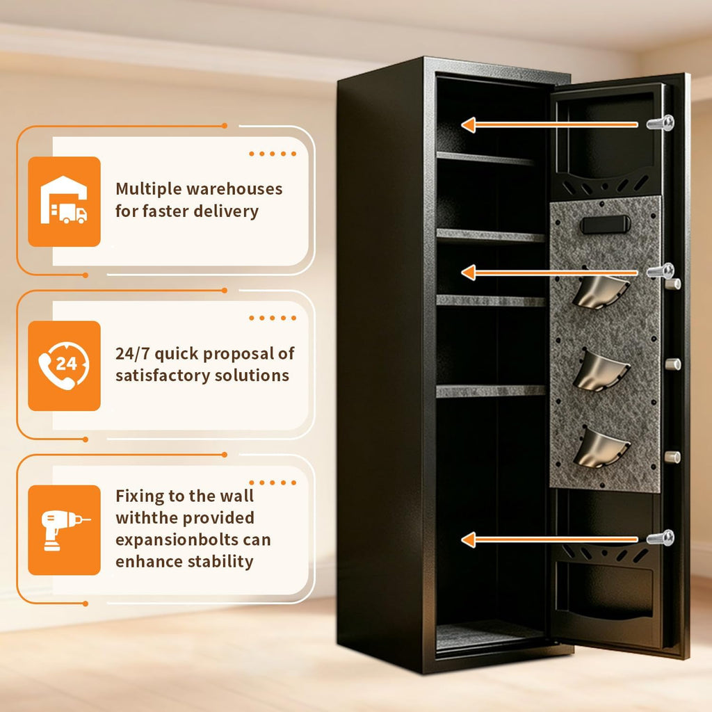 [No Assembly Required] Gun Safe for Rifles and Pistols. with Biometric Quick Access Gun Locker. Shotgun Safe. Large Gun Cabinet and Password Lock. 57 H for Home & Hunting for Enthusiasts