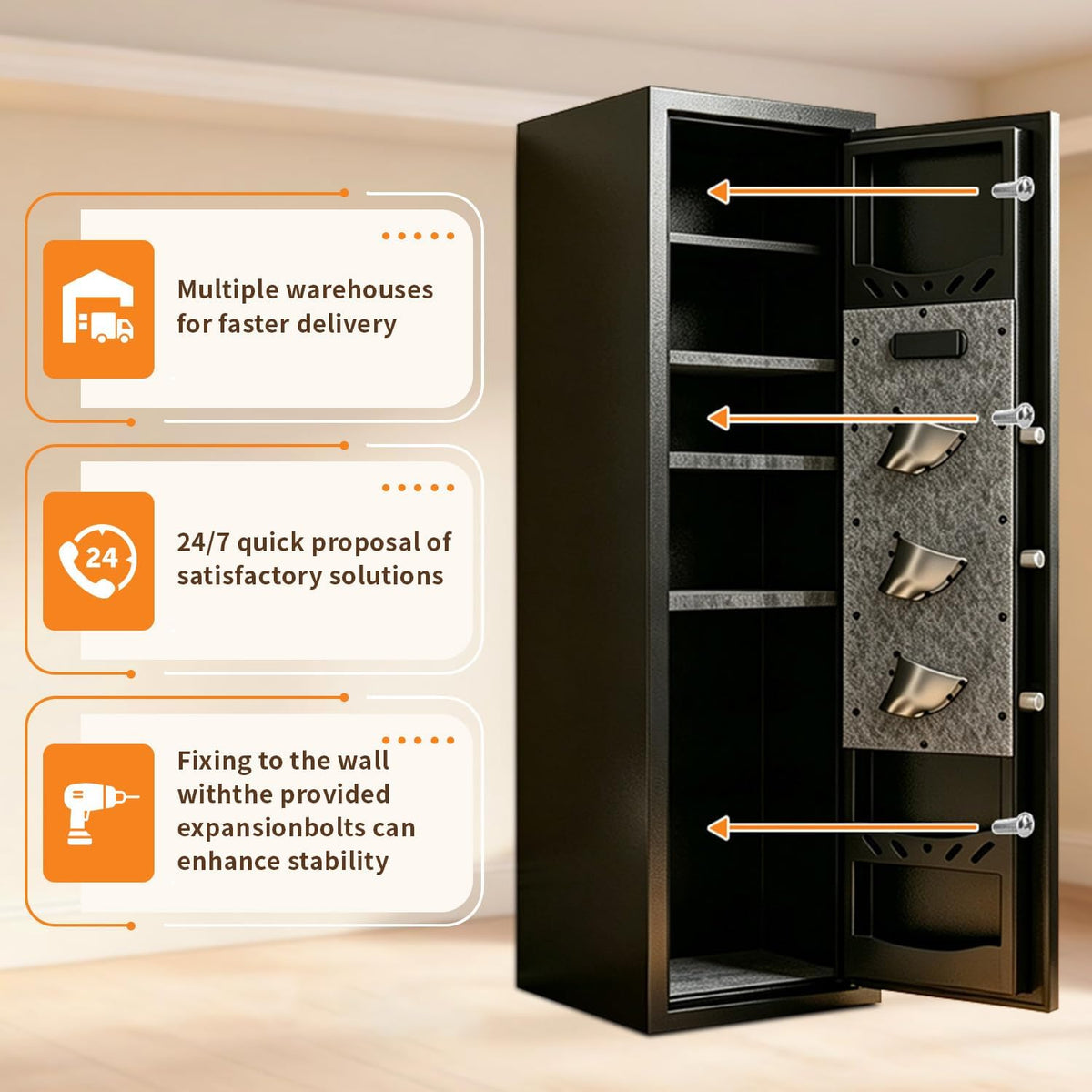 [No Assembly Required] Gun Safe for Rifles and Pistols. with Biometric Quick Access Gun Locker. Shotgun Safe. Large Gun Cabinet and Password Lock. 57 H for Home & Hunting for Enthusiasts