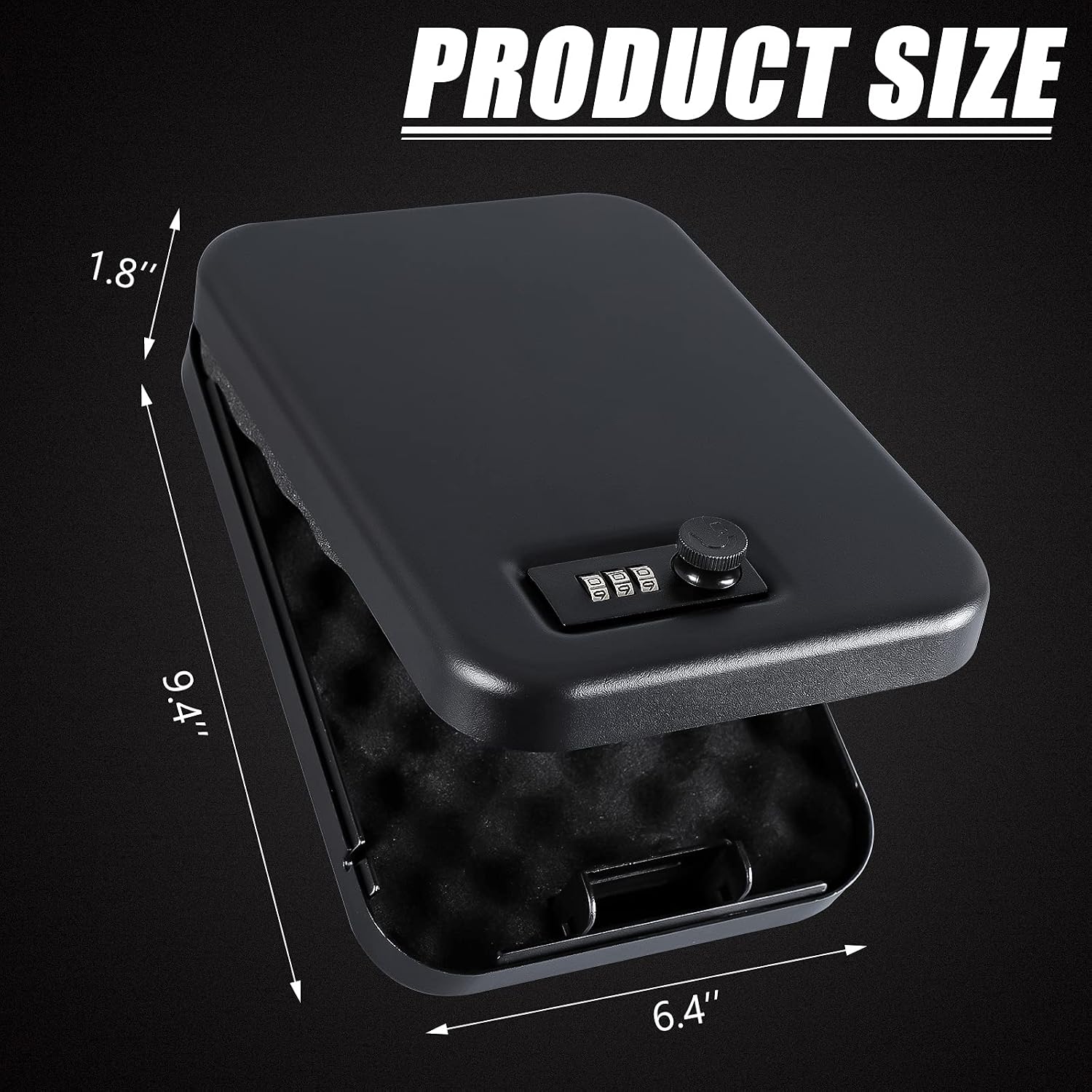 Dalmbox Compact Portable Handgun Pistol Gun Safe Lock Box for Car & Travel | Secures handgun storage. combination-lock access. steel build. small 9.4 x 6.4 x 1.8. for car. home. travel. gun owners