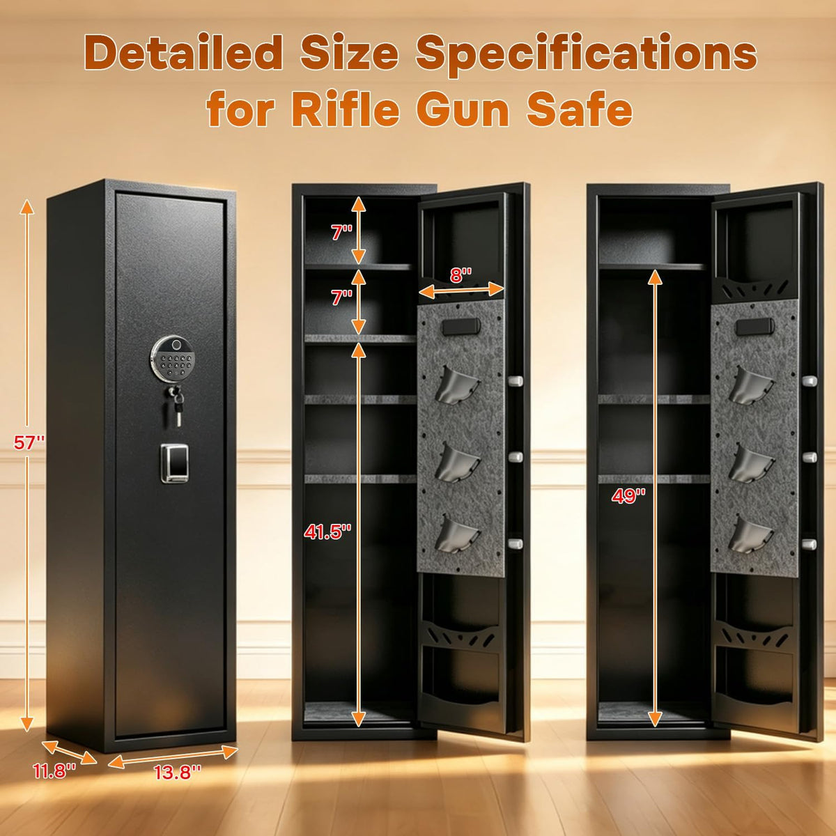 [No Assembly Required] Gun Safe for Rifles and Pistols. with Biometric Quick Access Gun Locker. Shotgun Safe. Large Gun Cabinet and Password Lock. 57 H for Home & Hunting for Enthusiasts