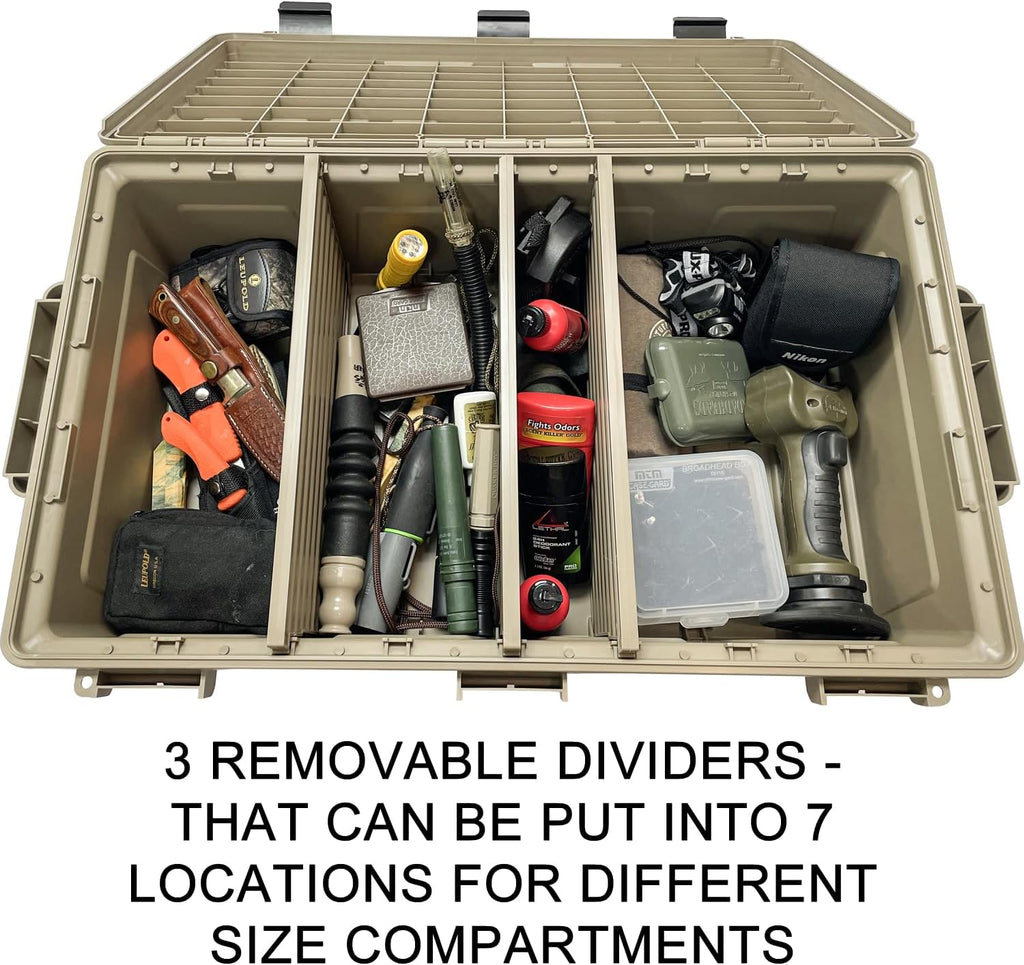 MTM ACDC50. Divided Ammo Crate Utility Box. Water Resistant. Ammo Storage Box. Lockable Storage Keeping Ammo Safe. Survival or Hunting Gear. Made in USA. Dark Earth