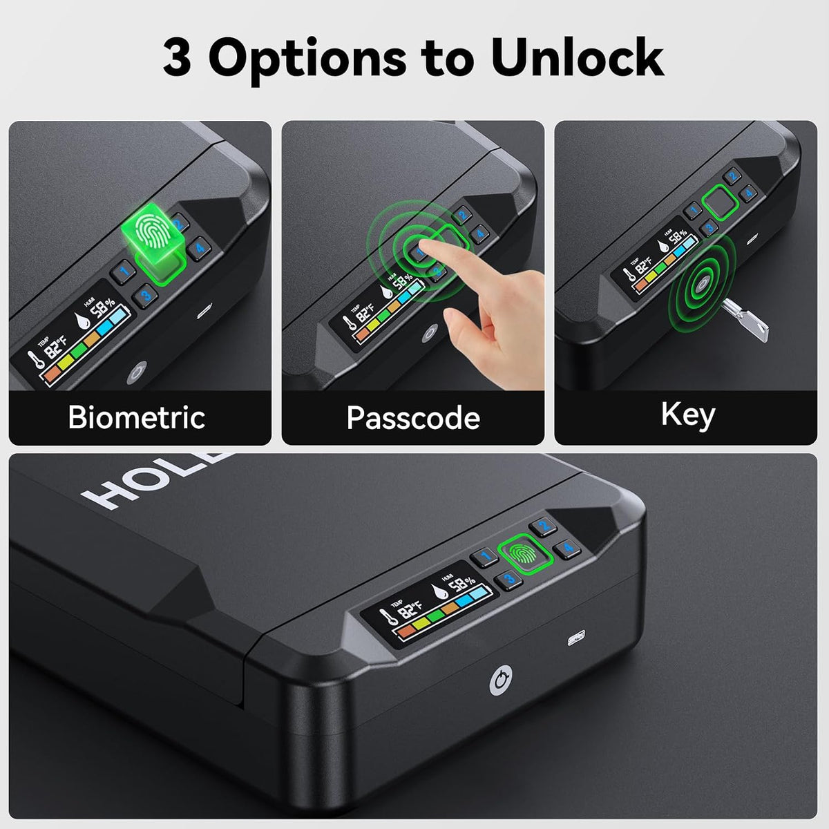 Car Gun Safe Small Pistol Safe Handheld Biometric Gun Cases for Handguns. Portable Fingerprint Pistol Lock Security Box for Travel Nightstand Bedside