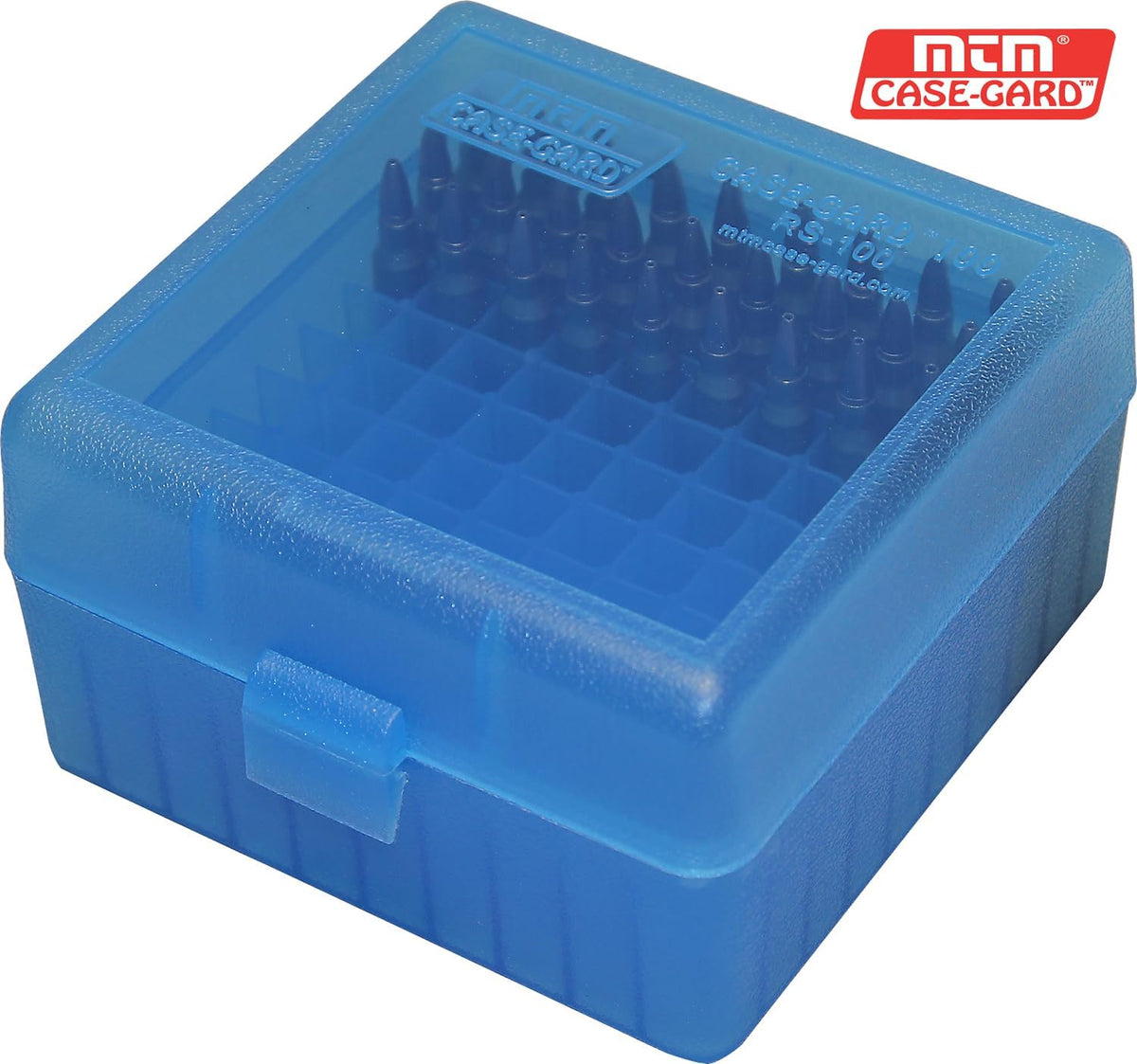 MTM 100 Round Rifle Ammo Box 17. 204. 223. 5.56x45. 6x47. Clear Blue