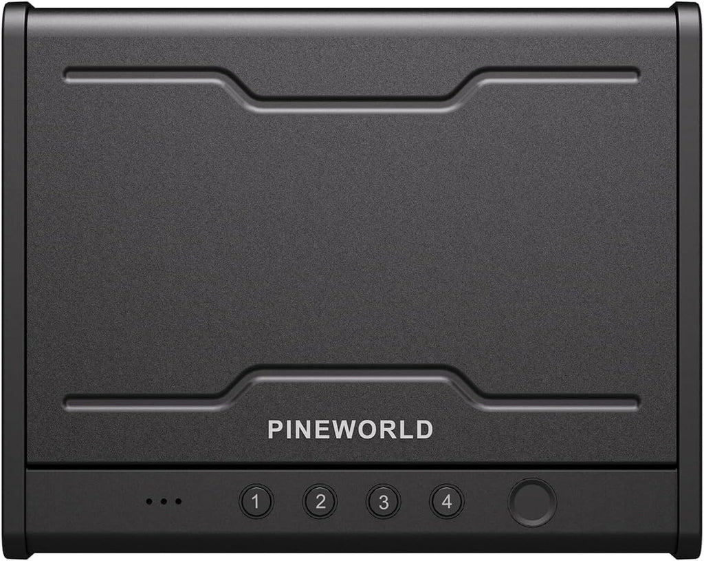 PINEWORLD Biometric Fingerprint Handgun Safe with Raised Backlit Keypad&Key | Interior Light & Emergency Power Supply& Voice Navigation & Mute Mode. With Cable For Home. Nightstand. Car.Travel. Nice Gift