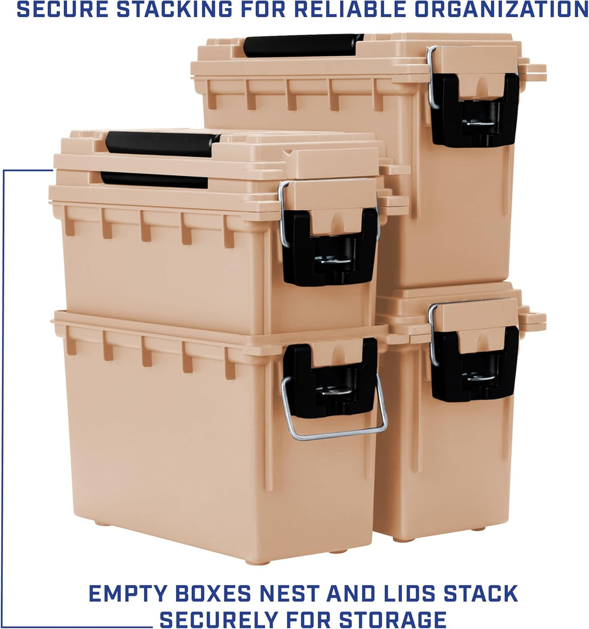 Sheffield 12627 Ammo Box Made in USA Stackable Lockable Ammo Storage Box | Lockable Storage Box. Water and Dust Resistant Dry Box. Secures Hunting Gear. Gun Accessories. Supplies. and Bullets