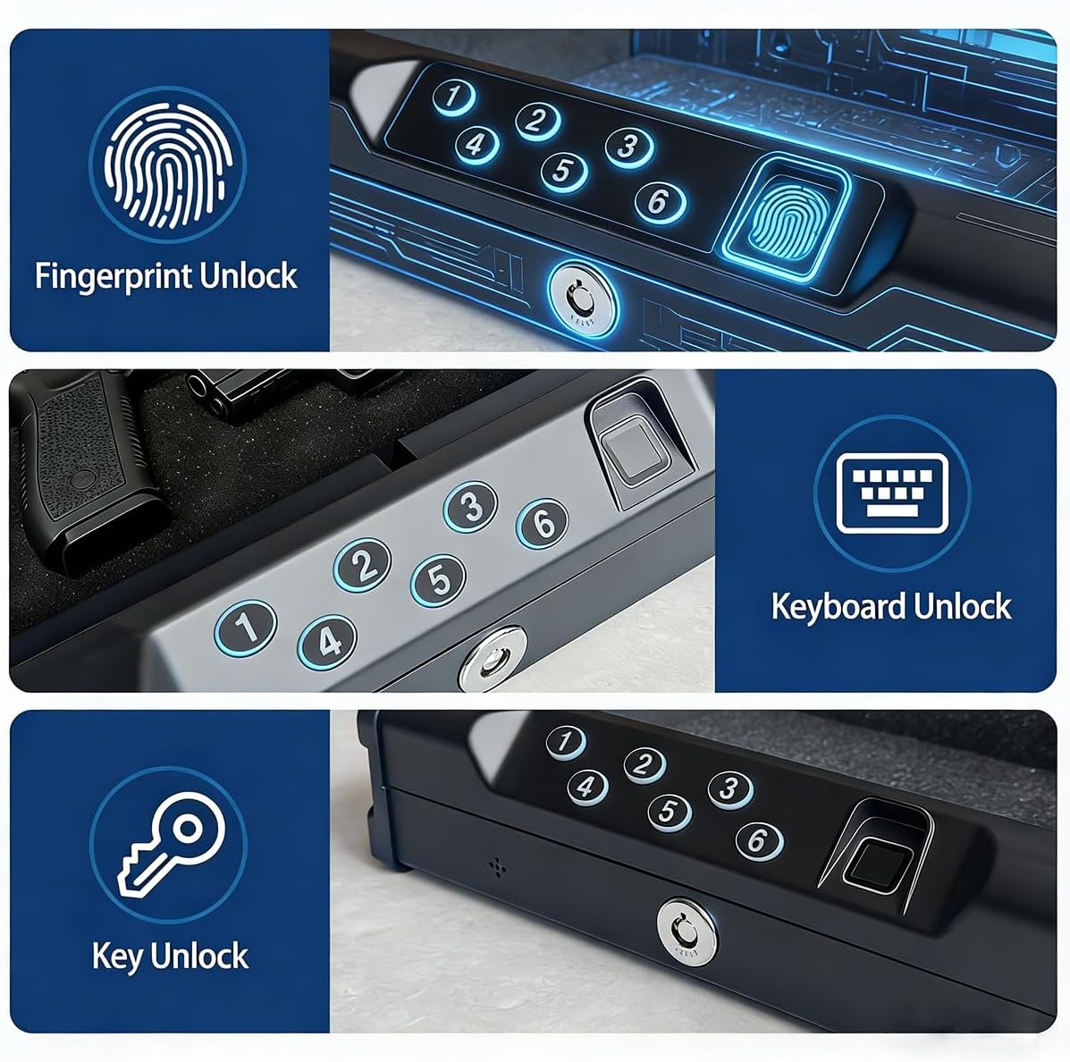 VORanexs Gun Safe with three access ways