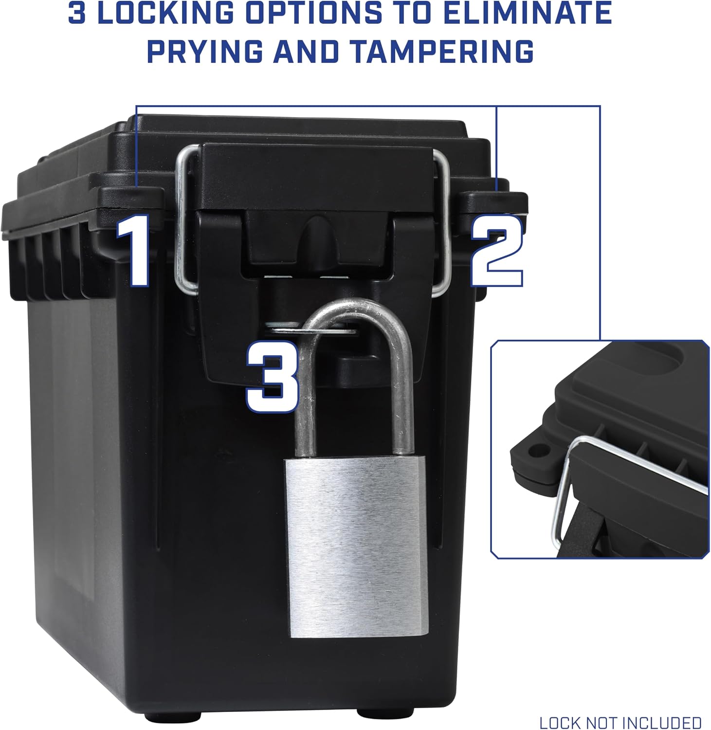 Sheffield 12629 Ammo Box Made in USA. Stackable Lockable Ammo Storage Box | Lockable Storage Box. Water and Dust Resistant Dry Box. Secures Hunting Gear. Gun Accessories. Supplies. and Bullets
