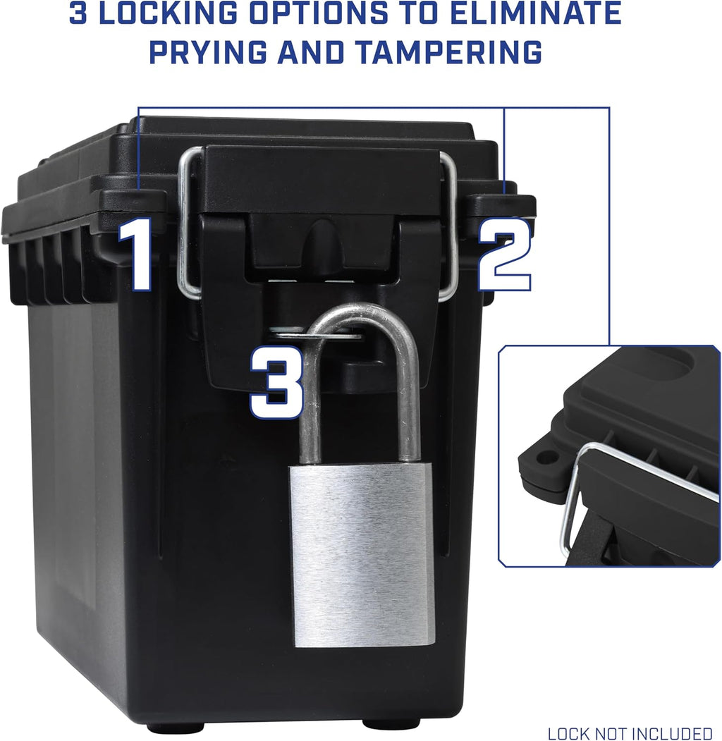 Sheffield Ammo Box Made in USA. Stackable Lockable Ammo Storage Box. Black | 2 Pack Lockable Storage Box. Water and Dust Resistant Dry Box. Secures Hunting Gear. Gun Accessories. Supplies. and Bullets