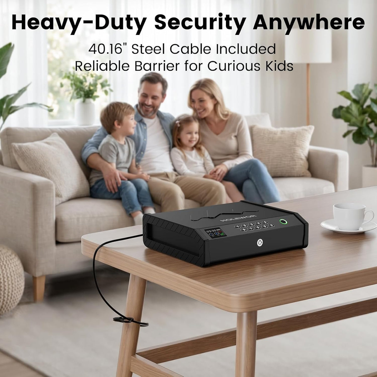 Handheld Portable Biometric Gun Safe for Handgun 3 Ways of Access | Fingerprint Pistol Safe Quick Access with LCD Temperature Humidity for Bedside. Travel. Car. Fit 2 Handguns