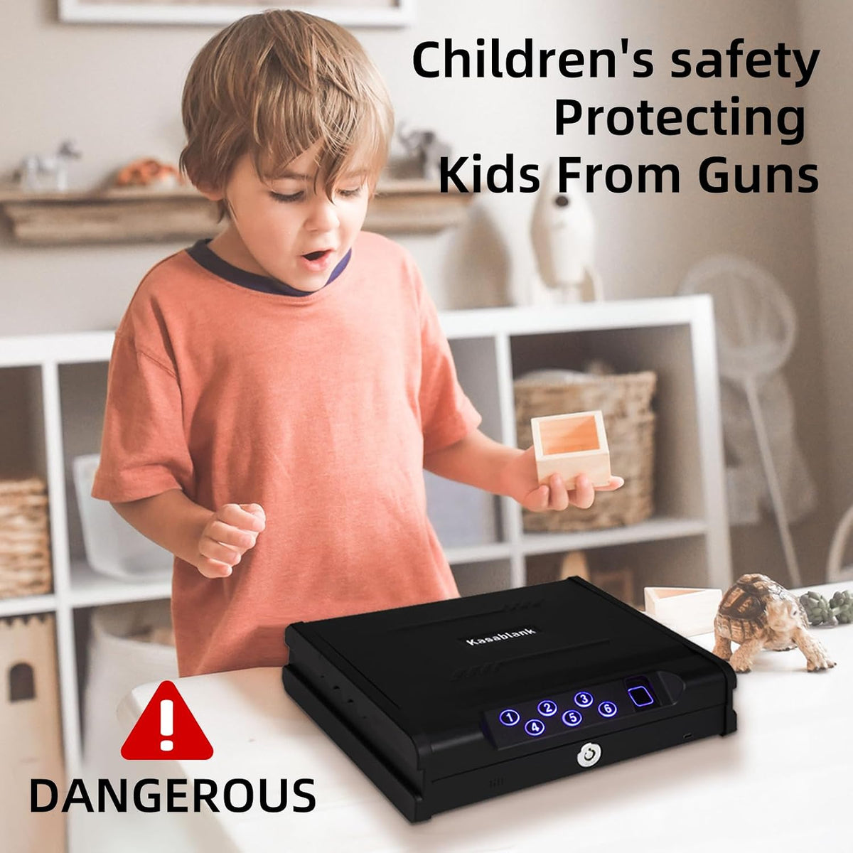 Biometric Fingerprint Handgun Safe. Small Nightstand Gun Lock Box with 3 Access Modes. 0.1s Quick Fingerprint Unlock & Voice Prompt. Heavy Steel Pistol Storage Box for Bedroom Home and Vehicle Use
