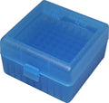 MTM 100 Round Rifle Ammo Box 17. 204. 223. 5.56x45. 6x47. Clear Blue