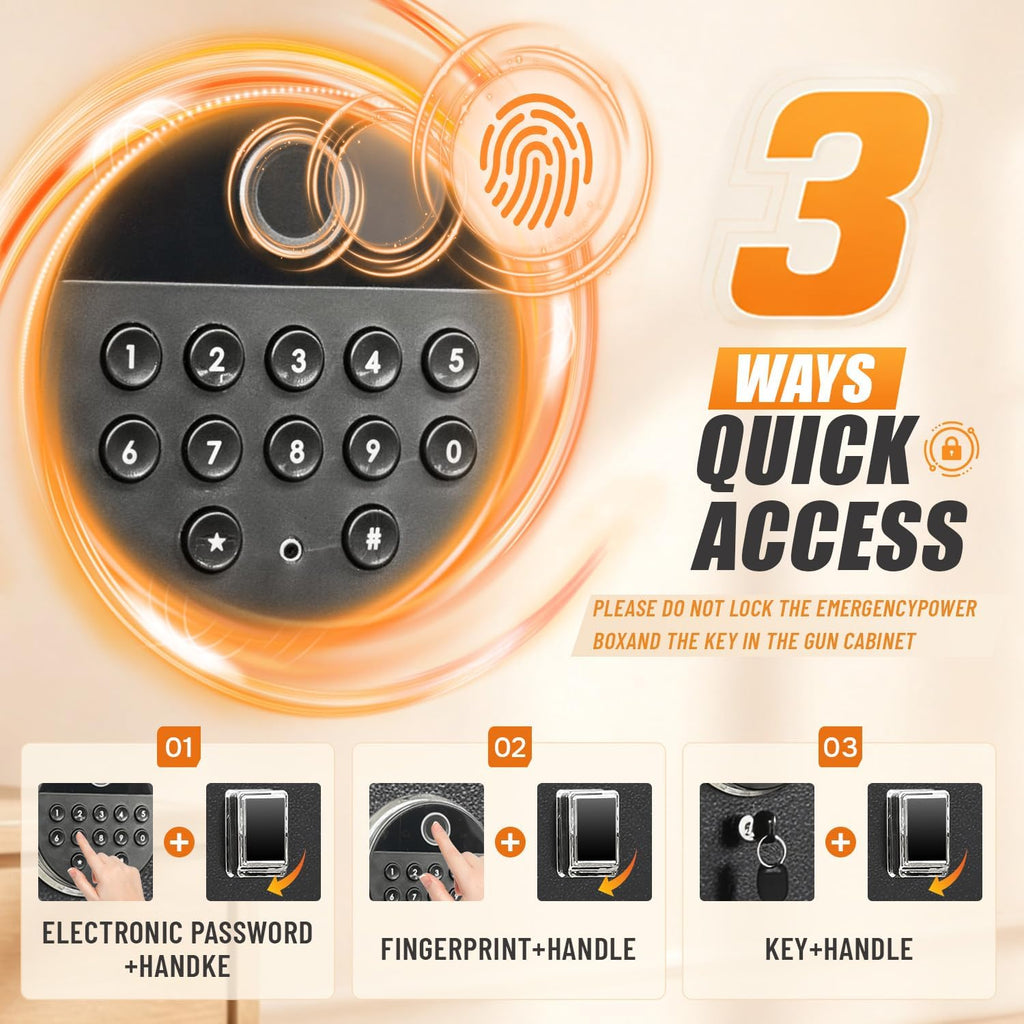[No Assembly Required] Gun Safe for Rifles and Pistols. with Biometric Quick Access Gun Locker. Shotgun Safe. Large Gun Cabinet and Password Lock. 57 H for Home & Hunting for Enthusiasts