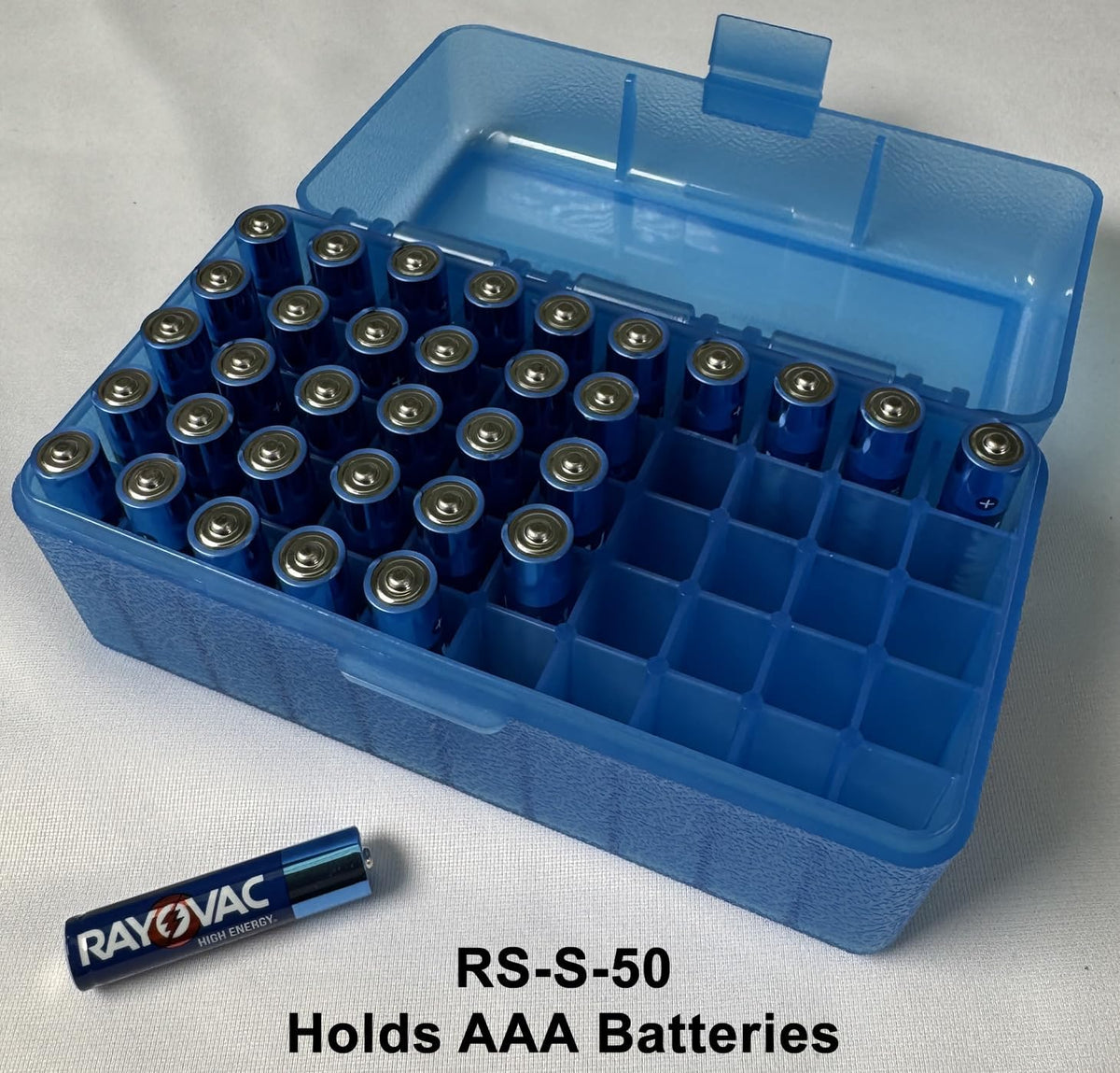 MTM Case-Gard RS-S-50-24 Rifle Ammo Box. 50 Round. 22-250 6.5 Grendel 22 ARC 6mm PPC 7.62 x 39 Rus. USA Made. Clear Blue