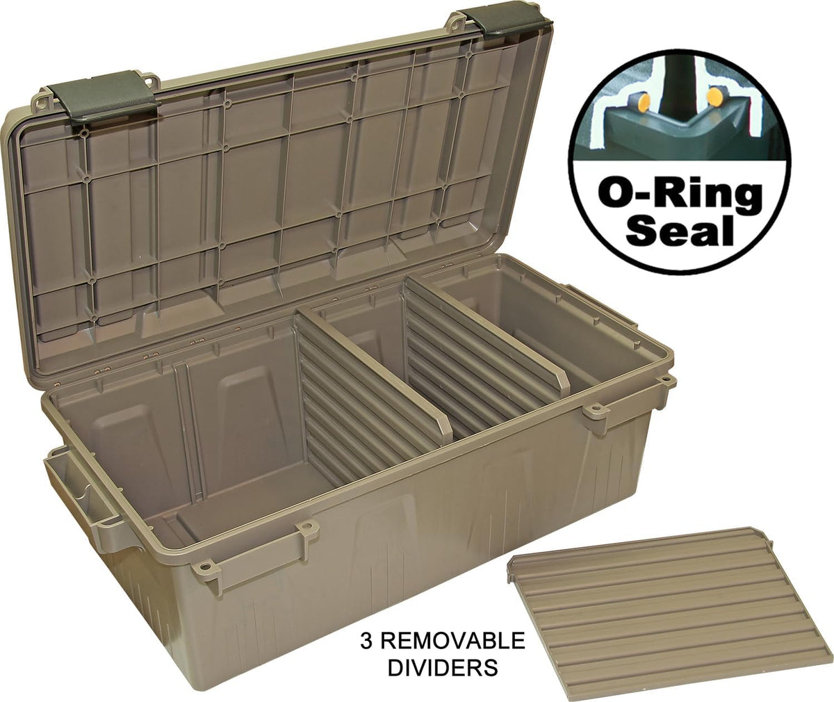 MTM ACDC30 Divided Ammo Crate Utility Box. Outdoor Gear & Tool Storage. Water- Resistant. Stackable. Snap Latch. 21x11.2x7.5. USA Made. Dark Earth
