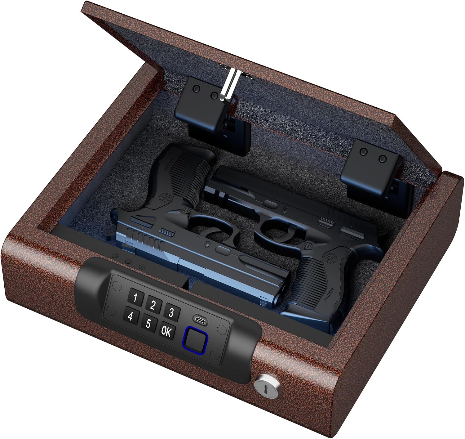 BILLCONCH Gun Safe.Biometric Fingerprint Gun Safe for Handgun Pistol Safes | Fingerprint PIN Key Unlock. Interior Light and USB Charging Lock box with Silent Mode for Bedroom Nightstand