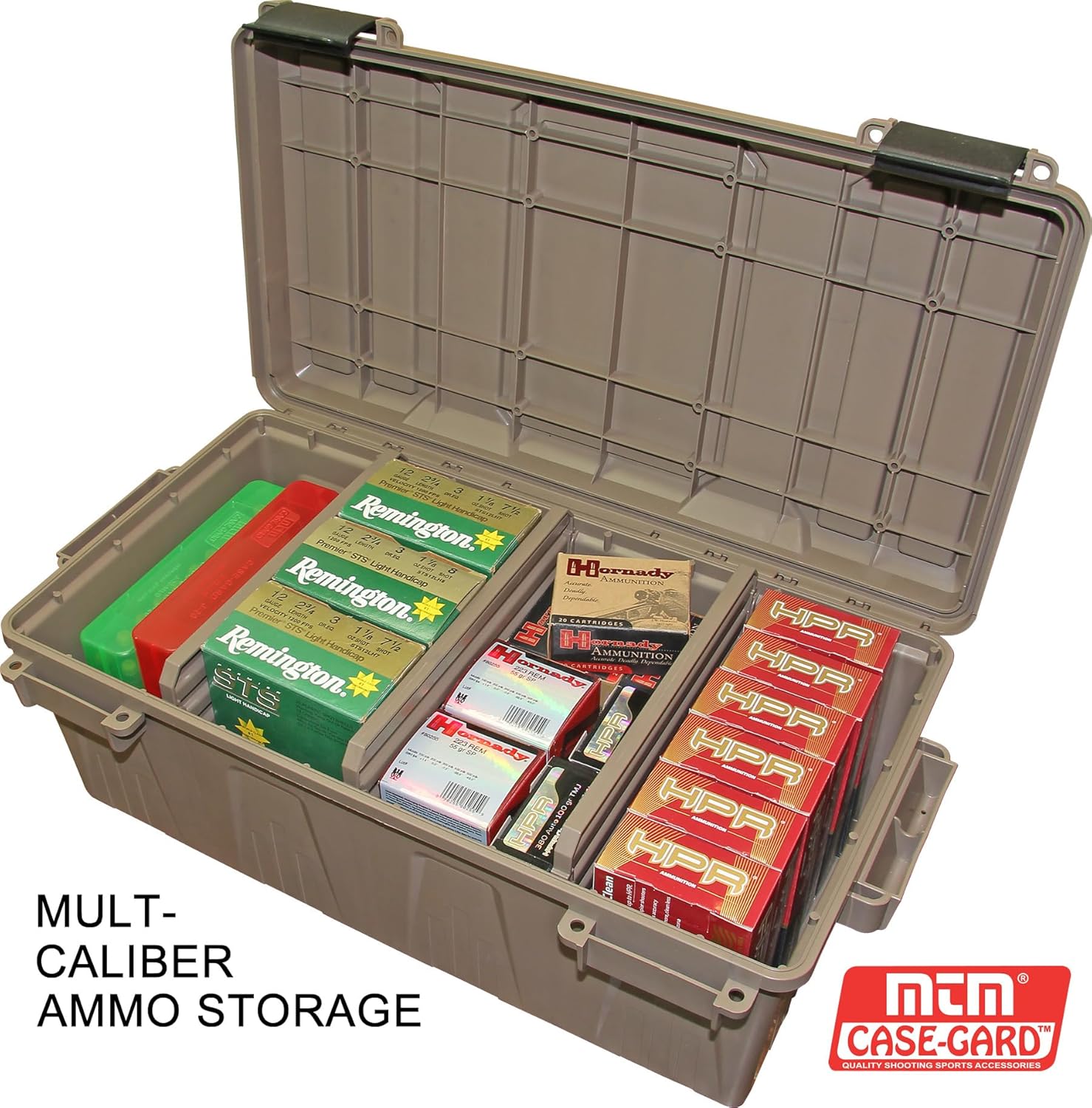 MTM ACDC30 Divided Ammo Crate Utility Box. Outdoor Gear & Tool Storage. Water- Resistant. Stackable. Snap Latch. 21x11.2x7.5. USA Made. Dark Earth