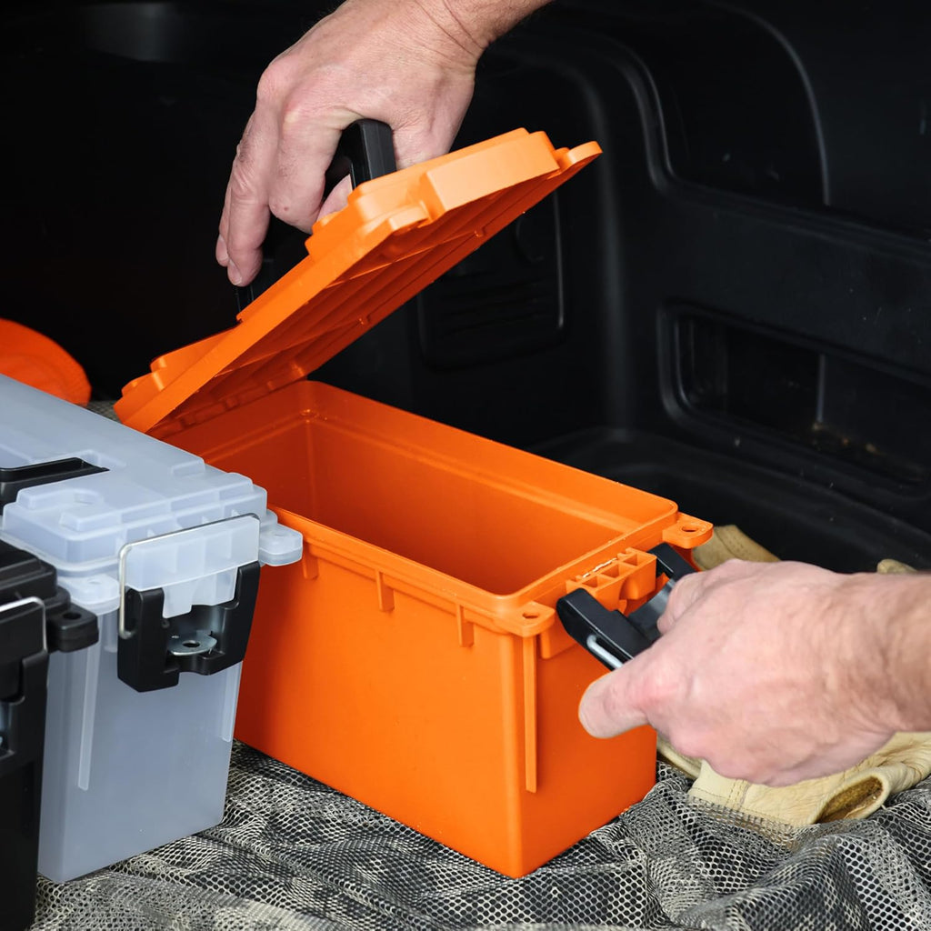 Sheffield 12630 Ammo Box Made in USA Stackable Lockable Ammo Storage Box | Lockable Storage Box. Water and Dust Resistant Dry Box. Secures Hunting Gear. Gun Accessories. Supplies. and Bullets