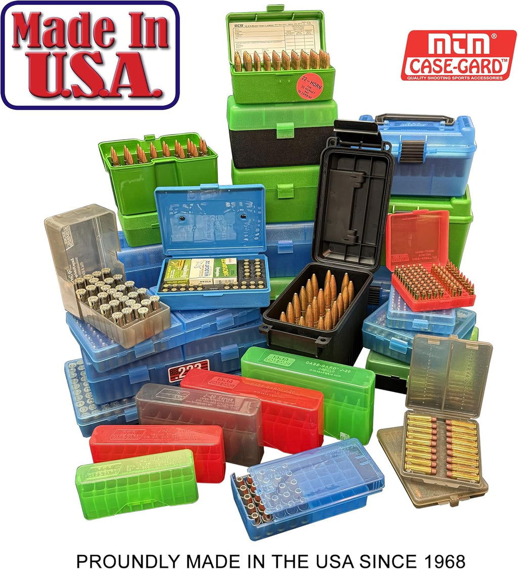 MTM Case-Gard RM-100 Series Medium Rifle Ammo Box. 100 Round. Clear Blue